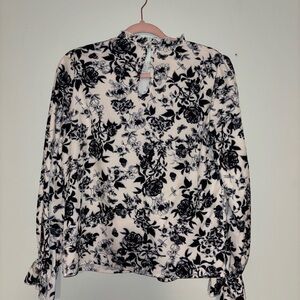 Floral Black and White Women's Top